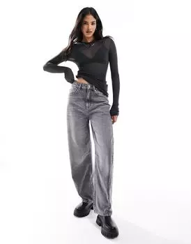 Серые джинсы-бочонки ASOS DESIGN