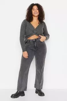 Серые джинсы Bootcut с высокой талией Trendyol, серый