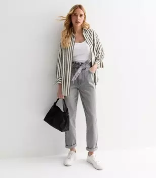 Серые джинсы Dayna Paperbag New Look, серый