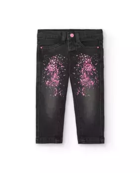 Серые джинсы для девочки с ярким принтом Tuc tuc