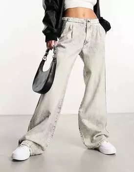 Серые джинсы с регулируемой талией и регулируемой талией Pull&Bear