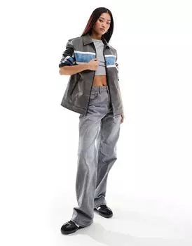 Серые джинсы с широкими штанинами Stradivarius