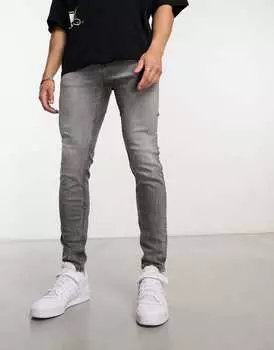 Серые джинсы скинни Pull&Bear