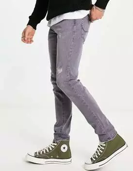 Серые джинсы скинни с рваными краями Jack & Jones Intelligence Liam