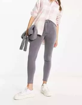 Серые джинсы скинни с завышенной талией Pull&Bear