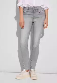 Серые джинсы узкого кроя STREET ONE, цвет Light Grey Random Wash