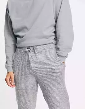 Серые джоггеры в рубчик из мягкой вязки ASOS