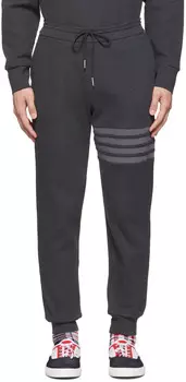 Серые хлопковые брюки для отдыха с 4 полосками Thom Browne
