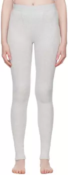 Серые хлопковые леггинсы в рубчик SKIMS, Light heather grey