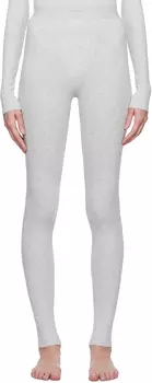Серые хлопковые леггинсы в рубчик SKIMS, Light heather grey