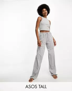 Серые хлопковые пижамные брюки ASOS DESIGN Tall – Mix & Match