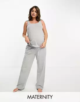 Серые хлопковые пижамные брюки смешанного цвета ASOS DESIGN Maternity