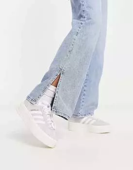 Серые и белые кроссовки на платформе adidas Originals Gazelle Bold