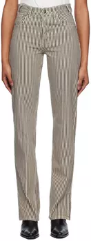 Серые и кремово-белые джинсы ANINE BING Roy