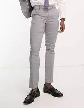 Серые костюмные брюки скинни в клетку New Look