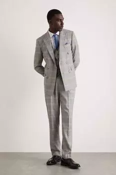 Серые костюмные брюки узкого кроя в клетку с яркими акцентами Burton, серый