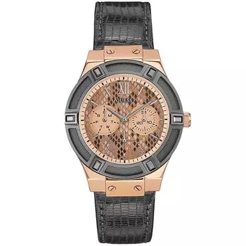 Серые кожаные часы GUESS