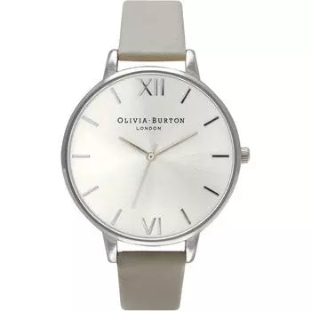 Серые кожаные часы Olivia Burton
