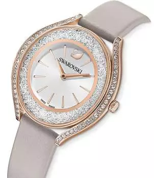 Серые кожаные часы Swarovski Crystalline Aura, серый