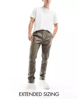 Серые кожаные спортивные брюки скинни ASOS DESIGN