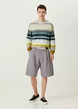 Серые льняные бермуды со складками Paul Smith