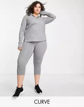 Серые леггинсы капри с завязками ASOS 4505 Curve icon run