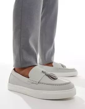 Серые лоферы из искусственной замши с кисточками ASOS DESIGN