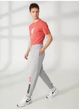 Серые меланжевые мужские спортивные штаны с принтом Liverpool Never Say Never