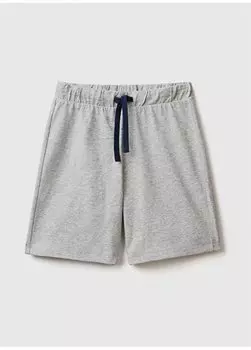 Серые меланжевые однотонные шорты выше колена для мальчиков 3BL0C901H Benetton, серый меланж