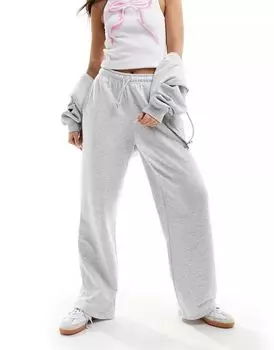 Серые меланжевые спортивные брюки широкого кроя Pull&Bear