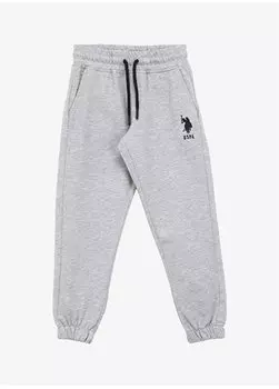 Серые меланжевые спортивные штаны Elastic Leg для мальчиков JAVYIY024 U.S. Polo Assn., серый меланж