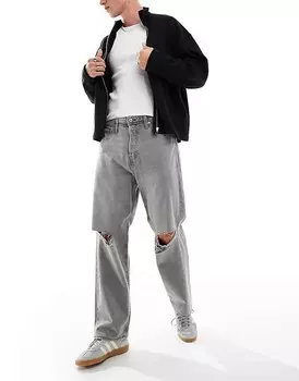 Серые мешковатые джинсы с разрезами на коленях Jack & Jones alex