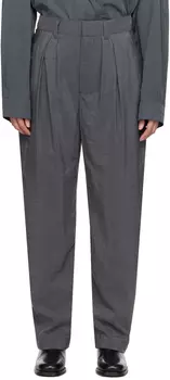 Серые мягкие брюки со складками LEMAIRE