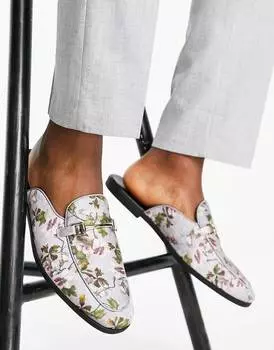 Серые мюли без спинки с цветочным принтом ASOS DESIGN