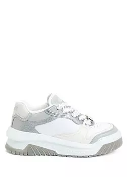 Серые мужские кожаные кроссовки Versace, белый