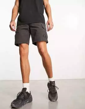 Серые нейлоновые шорты карго прямого кроя New Look