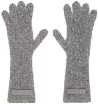 Серые перчатки Les gants Gros Grain JACQUEMUS, темно-серый