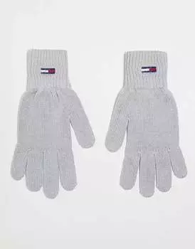 Серые перчатки с логотипом и флагом Tommy Jeans