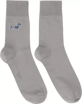 Серые праздничные хлопковые носки Hector Crew Thom Browne