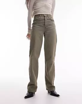 Серые прямые джинсы Topshop с высокой посадкой