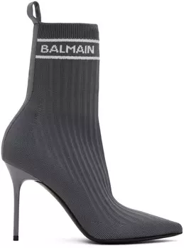 Серые сапоги небесного цвета Balmain