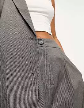 Серые саржевые широкие плиссированные брюки ASOS