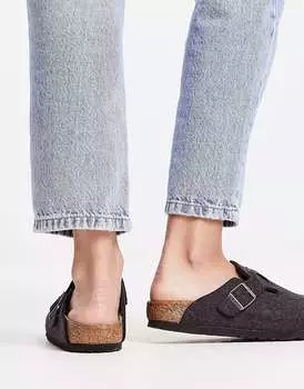 Серые шерстяные сабо Birkenstock Boston