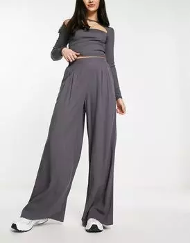 Серые широкие брюки ASOS DESIGN