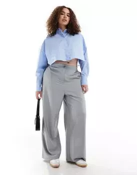 Серые широкие брюки для папы ASOS DESIGN Curve