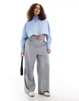 Серые широкие брюки для папы ASOS DESIGN Curve