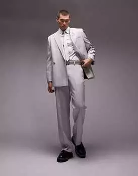 Серые широкие брюки для свадебного торжества Topman