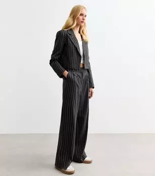 Серые широкие брюки в тонкую полоску New Look, светло-серый