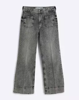 Серые широкие джинсы с завышенной талией River Island Petite Petite - светлые