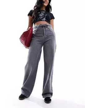 Серые широкие джинсы Stradivarius STR